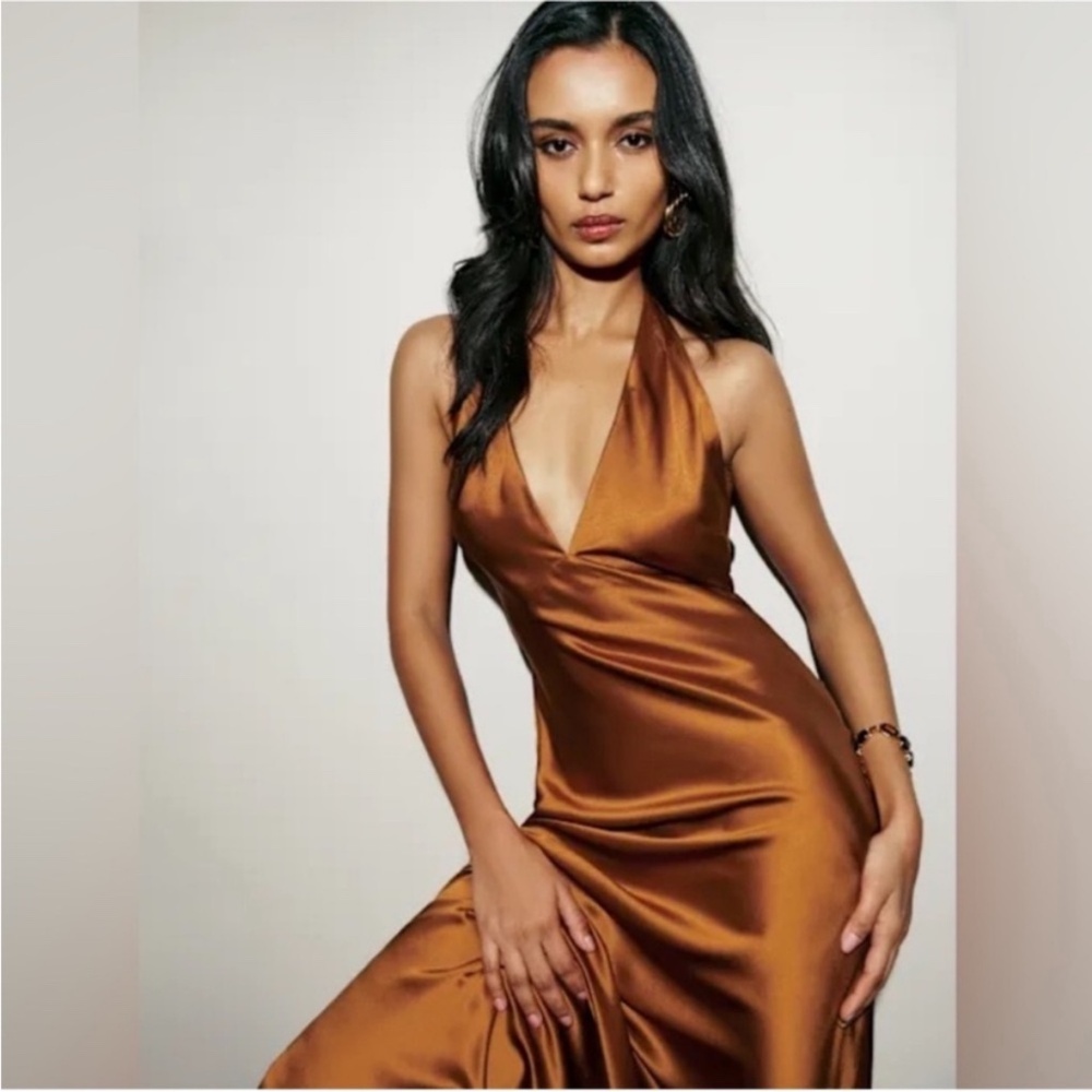 Reformation Daniela Silk Dress in Copper Size 8